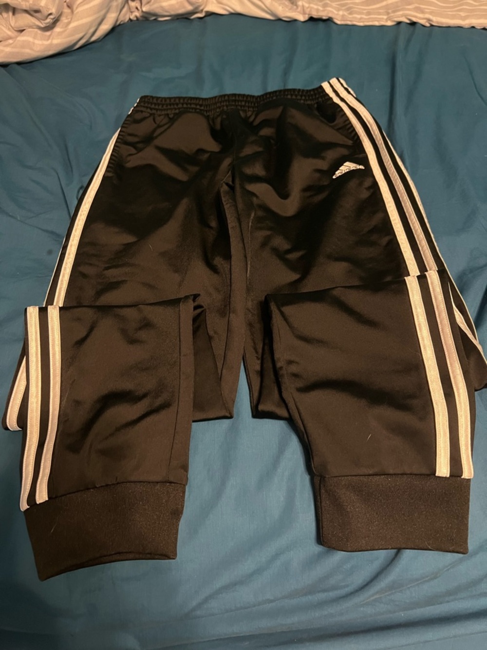 adidas Black Joggers with White Side Stripes